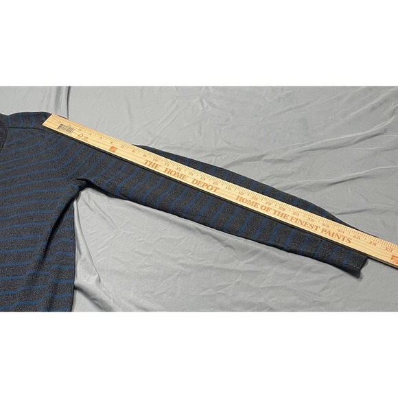 Banana Republic Men's Italian 100% Merino Wool Baruffa Sweater Gray Striped Sz S - Picture 6 of 8